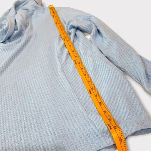 Waffle knit soft Blue Pullover Cowl long sleeve oversized Sz XS - Picture 7 of 9